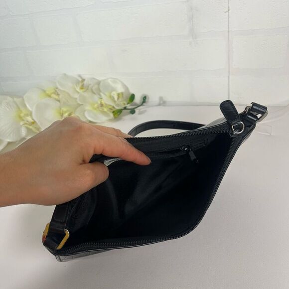 Amanda Smith Shoulder bag Faux Croc embossed Black Small Y2K - Picture 6 of 15